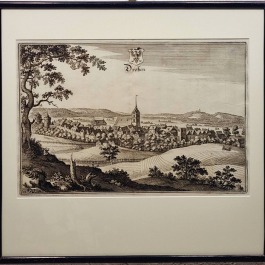 Grafika "Dramburg - Drawsko Pomorskie" sztych Meriana z 1652 r.