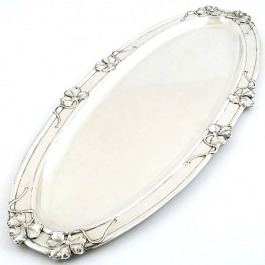 SPRZEDANA Srebrna taca z koniczynami Art Noveau Secesja