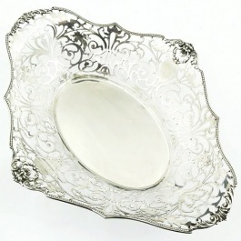 SPRZEDANA Srebrna patera ażurowa misa