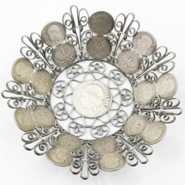 SPRZEDANA Srebrna patera z monetami Poslka