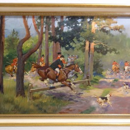 Jerzy Kossak "Polowanie par force" olej na płótnie 1931r.