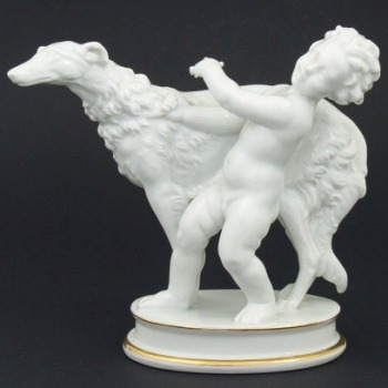 Rosenthal figurka putto z chartem Borzoi 1939 r.