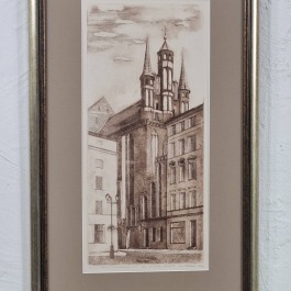 Ewa Wesołowska "Kościół NMP" Toruń, akwaforta, akwatinta