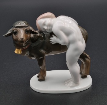 Rosenthal A. Caasmann figurka chłopca z owieczką 1910 rok
