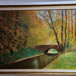 Arnold Grabone(1896-1982)  Pejzaż z rzeką  OBRAZ