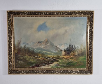 Gunter Seekatz ur. 1928 Pejzaż alpejski olej na płótnie