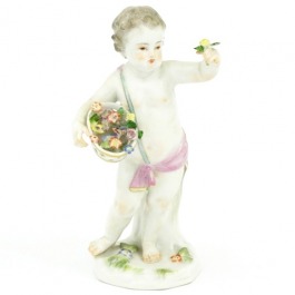 Miśnia figurka Putta z koszem kwiatów Wiosna Model A64