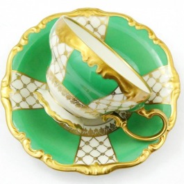 SPRZEDANA Mokka Rosenthal Pompadour złocona zielona