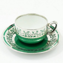 SPRZEDANA Mokka Rosenthal Model Plossberg okuta srebrem zielona