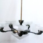 Żyrandol mosiądz Art Deco lata 20/30-te XX w.