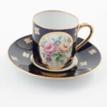 Limoges Francja filiżanka  mokka kobaltowo-złota Josephine